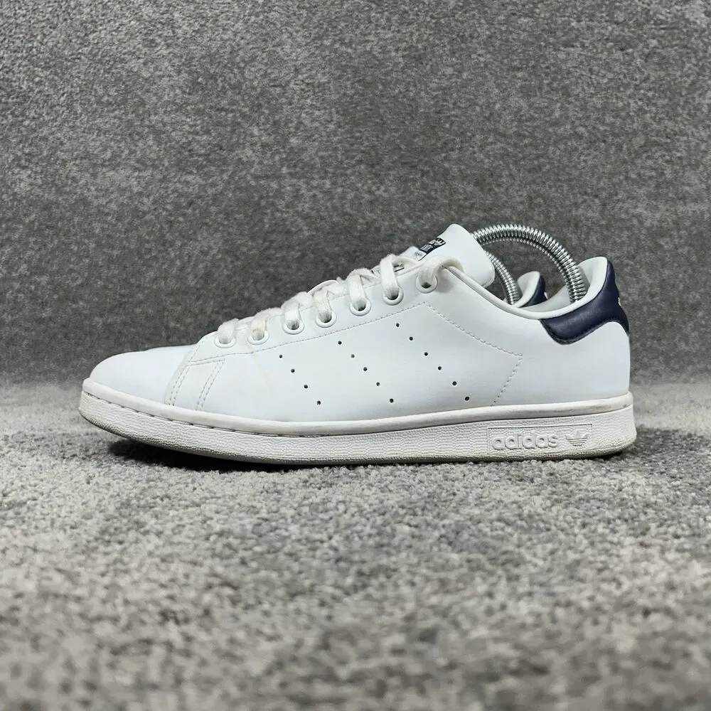 Adidas Stan Smith Originals FX5501 Mens Sz 8 White Navy Blue Leather Shoes Used - Picture 6 of 12